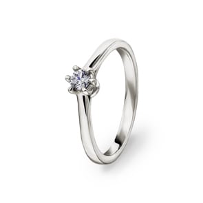 0.15ct diamant bague solitaire or gris 750/18 ct