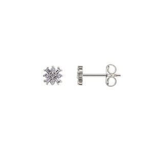 0.16 carats diamants clous d'oreilles or gris 750/18 ct