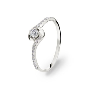 0.16 Karat Verlobungsring 750/18 K Weissgold