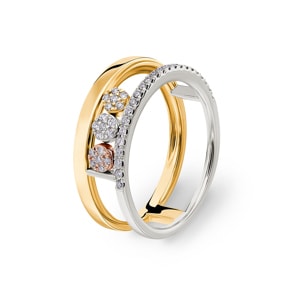 0.18 Karat Diamantring 750/18 K Gelb-/ Weissgold