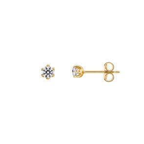0.20 Karat Solitär Diamantohrstecker 750/18 K Gelbgold, 6-Griff