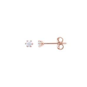 0.20 carats diamants clous d'oreilles solitaire or rosé 750/18 ct, 6 griffes