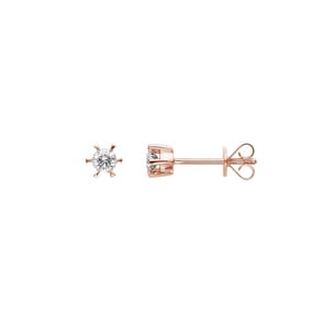 0.20ct Diamond Solitaire Stud Earrings 750/18 K Rose Gold, 6 Prongs