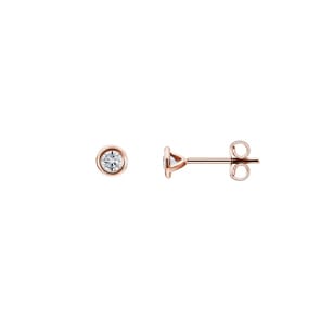 0.20 Karat Solitär Diamantohrstecker 750/18 K Roségold, Zargenfassung
