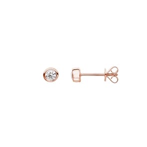 0.20 Karat Solitär Diamantohrstecker 750/18 K Roségold, Zargenfassung