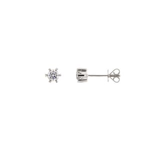 0.20 Karat Solitär Diamantohrstecker 750/18 K Weissgold, 6-Griff