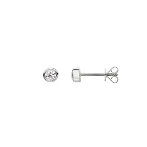 0.20 Karat Solitär Diamantohrstecker 750/18 K Weissgold, Zargenfassung