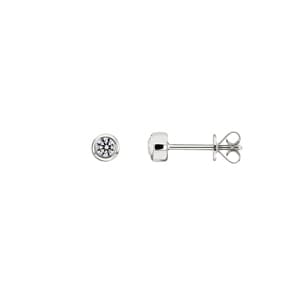 0.20 Karat Solitär Diamantohrstecker 750/18 K Weissgold, Zargenfassung
