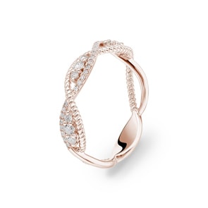 0.23 carats diamants bague or rosé 750/18 ct