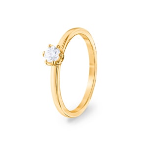 0.25 carats diamants bague de fiançailles or jaune 750/18 ct, 6 griffes