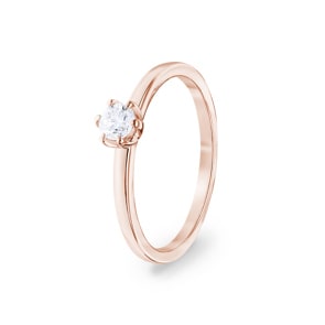 0.25 carats diamants bague de fiançailles or rosé 750/18 ct, 6 griffes