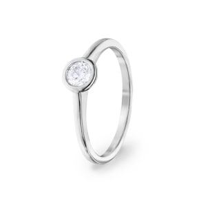 0.25 Karat Diamant Verlobungsring 750/18 K Weissgold, Zargenfassung