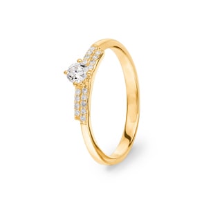 0.25 carats diamants bague or jaune 750/18 ct