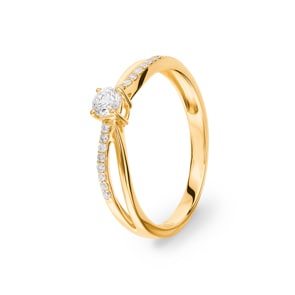 0.25 carats diamants bague or jaune 750/18 ct