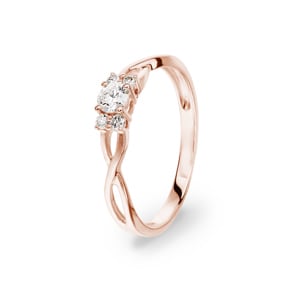 0.25 carats diamants bague or rosé 750/18 ct