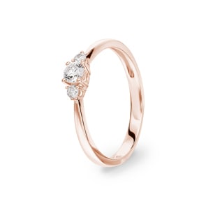 0.25 carats diamants bague or rosé 750/18 ct