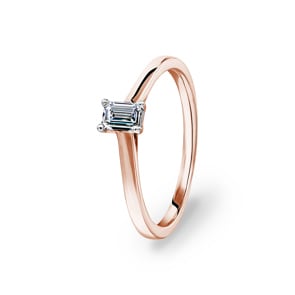 0.25ct bague solitaire émeraude or rosé 750/18 ct