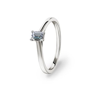 0.25ct bague solitaire émeraude or gris 750/18 ct