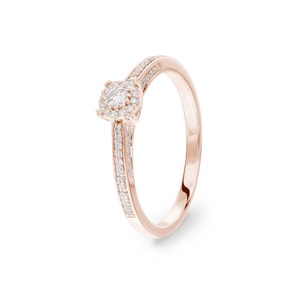 0.26 carats diamants bague de fiançailles or rosé 750/18 ct