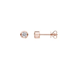 0.27 Karat Solitär Diamantohrstecker 750/18 K Roségold, Zargenfassung