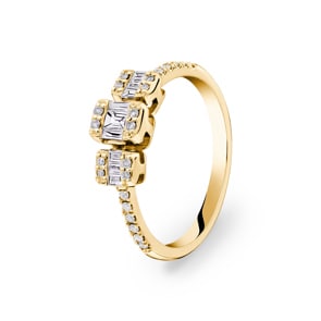 0.29 Karat Trilogie Diamantring 750/18 K Gelbgold