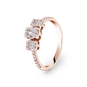0.29 Karat Trilogie Diamantring 750/18 K Roségold
