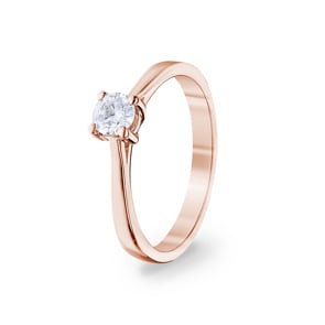 0.30 carats diamants bague de fiançailles or rosé 750/18 ct, 4 griffes
