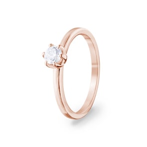 0.30 carats diamants bague de fiançailles or rosé 750/18 ct, 6 griffes
