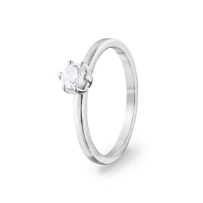 0.30 carats diamants bague de fiançailles or gris 750/18 ct, 6 griffes