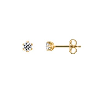 0.30 carats diamants clous d'oreilles solitaire or jaune 750/18 ct, 6 griffes