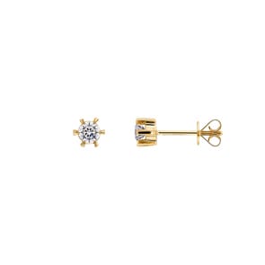 0.30 Karat Solitär Diamantohrstecker 750/18 K Gelbgold, 6-Griff