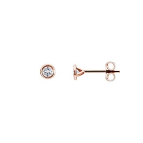 0.30 Karat Solitär Diamantohrstecker 750/18 K Roségold, Zargenfassung