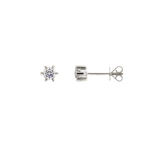 0.30 Karat Solitär Diamantohrstecker 750/18 K Weissgold, 6-Griff
