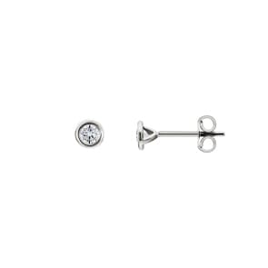 0.30 Karat Solitär Diamantohrstecker 750/18 K Weissgold, Zargenfassung