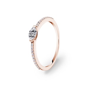 0.31 Karat Marquise Solitärring 750/18 K Roségold mit Seitensteinen