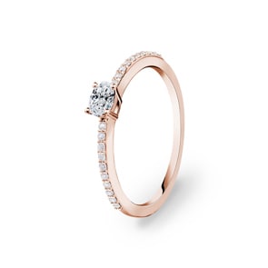0.31 Karat Oval Solitärring 750/18 K Roségold mit Seitensteinen