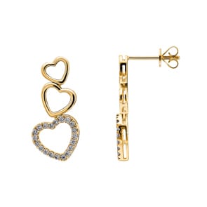 0.32 carats diamants clous d'oreilles or jaune 750/18 ct, Cœur