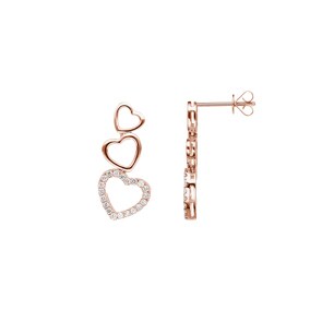 0.32 carats diamants clous d'oreilles or rosé 750/18 ct, Cœur