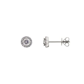 0.33 Karat Halo Diamantohrstecker 750/18 K Weissgold Ø 6mm
