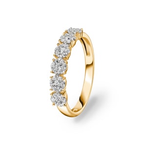 0.34 Karat Diamanten Mémoire Ring 750/18 K Gelbgold