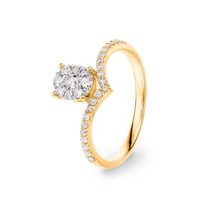 0.34 carats diamants bague or jaune 750/18 ct