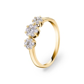 0.38 Karat Trilogie Diamantring 750/18 K Gelbgold