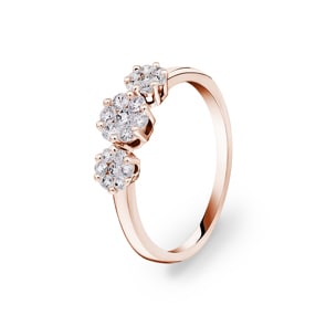 0.38 Karat Trilogie Diamantring 750/18 K Roségold