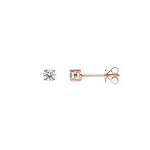 0.40 Karat Solitär Diamantohrstecker 750/18 K Roségold, 4-Griff