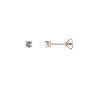 0.40 Karat Solitär Diamantohrstecker 750/18 K Roségold, 4-Griff