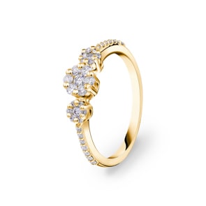 0.40 Karat Trilogie Diamantring 750/18 K Gelbgold