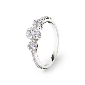 0.40 Karat Trilogie Diamantring 750/18 K Weissgold