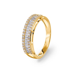 0.47 Karat Baguette & Diamantring 750/18 K Gelbgold