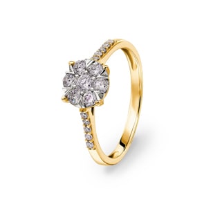 0.49 Karat Diamanten Verlobungsring 750/18 K Gelbgold