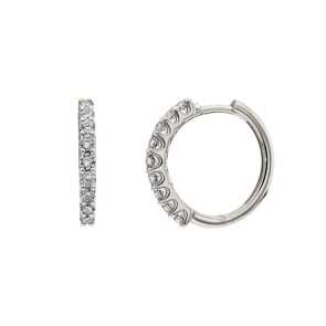 0.50 carats diamants créoles or gris 750/18 ct Ø 17mm